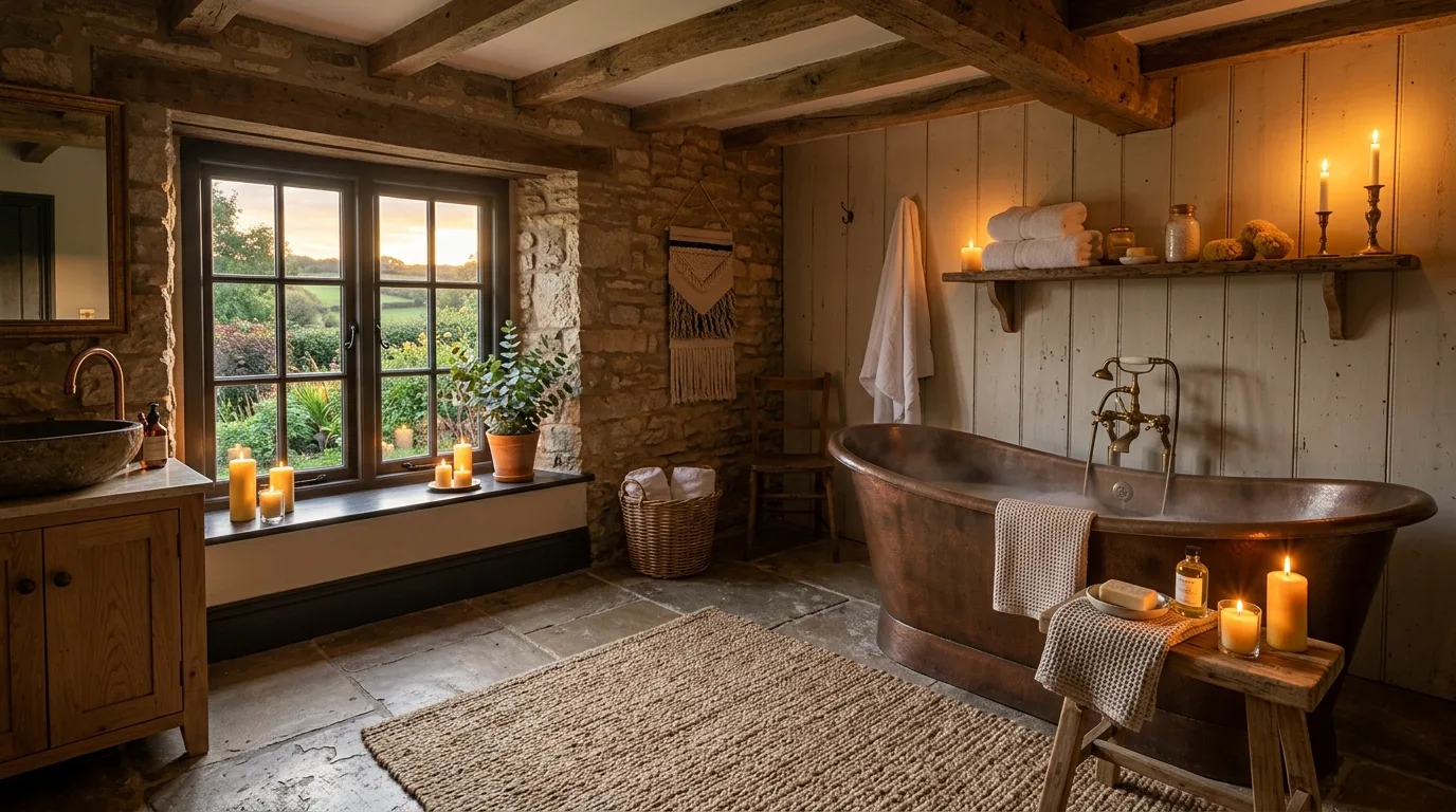 Add mirrors with character-rich frames inspiration for a modern farmhouse bathroom.